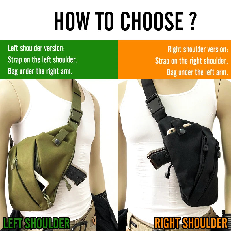 Multifunctional Concealed Tactical Storage Gun Bag Holster Men's Left /Right Nylon Shoulder Holster