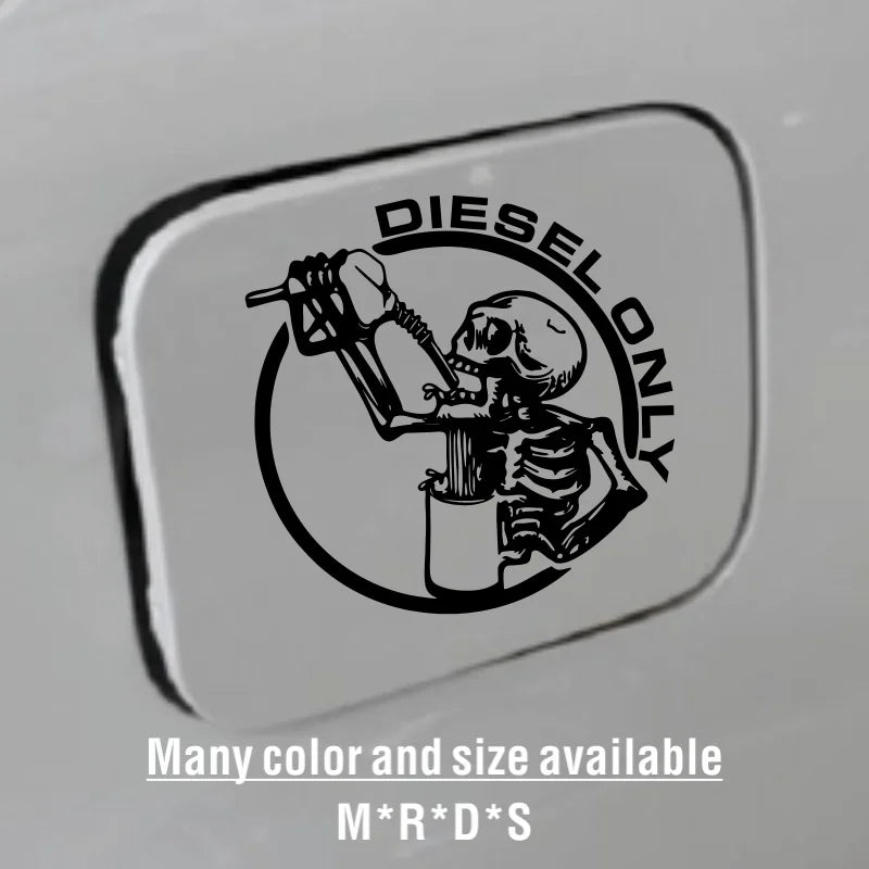 Diesel Only Skeleton Skull Car Sticker Decal for Fuel Tank Cap Truck