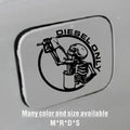 Diesel Only Skeleton Skull Car Sticker Decal for Fuel Tank Cap Truck