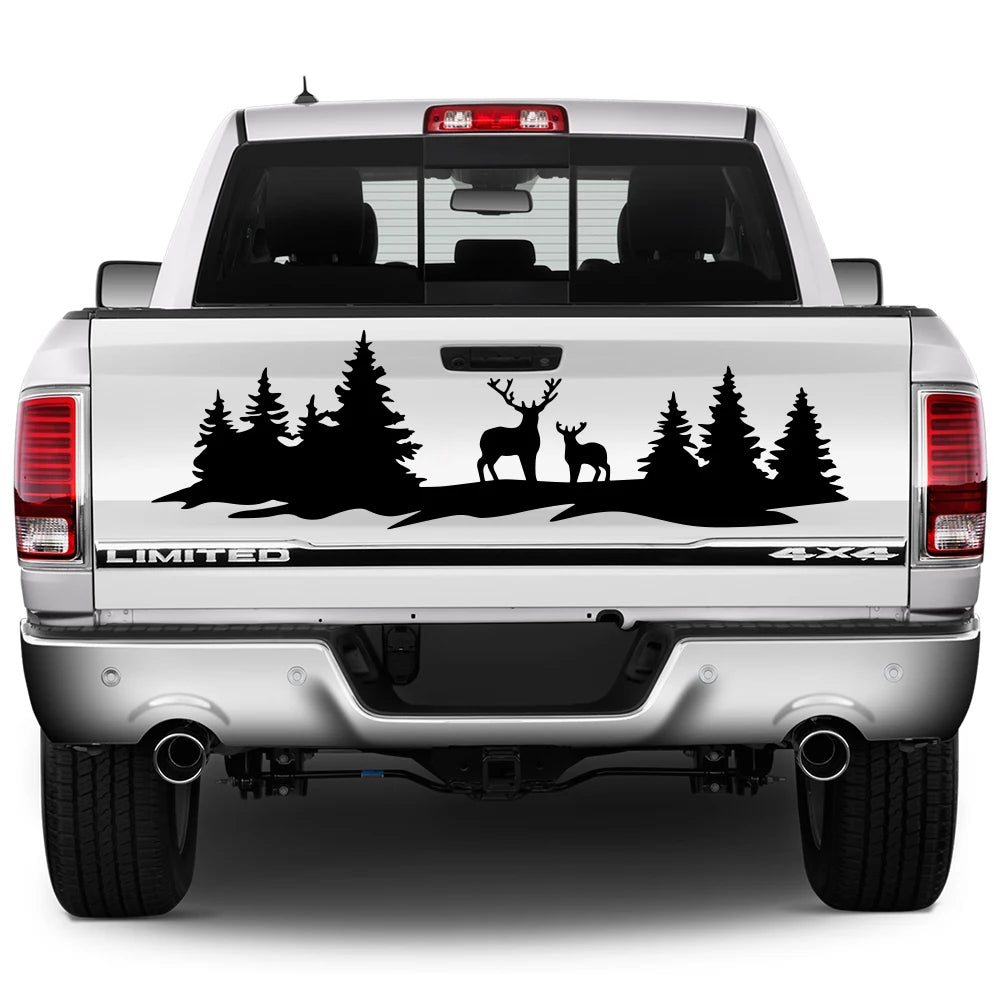 Hunting Deer Trees Sticker Pickup Truck Window Back Door Tailgate Vinyl