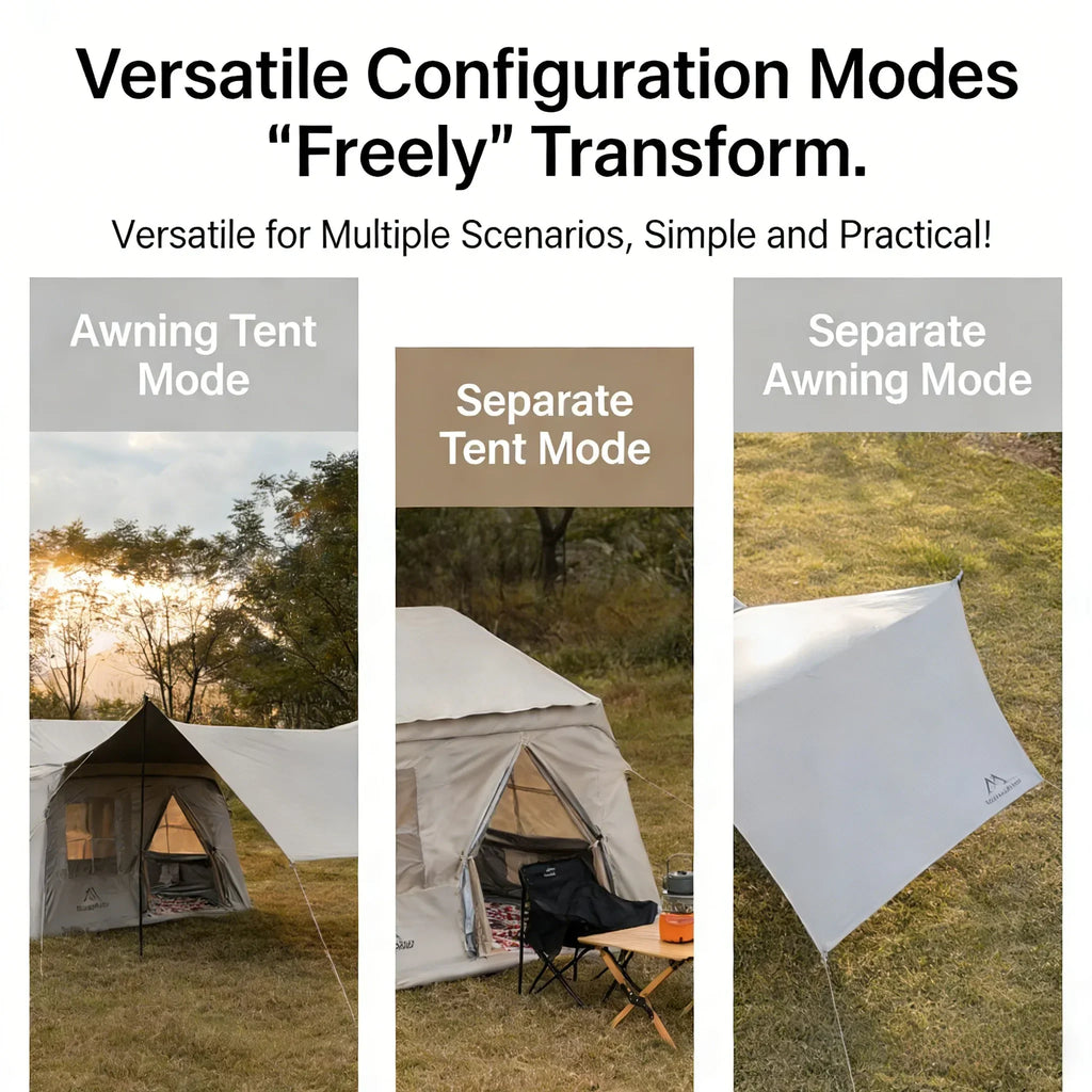 BLACK- Outdoor Camping  Tent Anti-UV Shade Waterproof 3-5 Person Air Tent Hiking Quick Open
