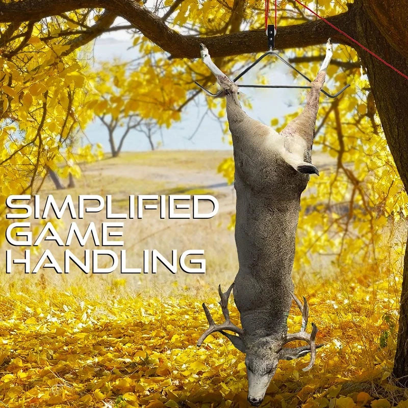 Deer Game Hoist Hanger System Steel Lift System for Hunting Processing Deer Drying Hanger Kit for Skinning Hunting Accessories