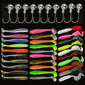 10pcs Fishing Lures Kit Silicone Lure Set Artificial Bait Worm with Crank Jig Head Hook