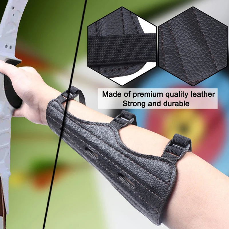 Leather Archer Arm Guard Protection Forearm Safe Adjustable Bow Arrow Hunting Shooting Protector