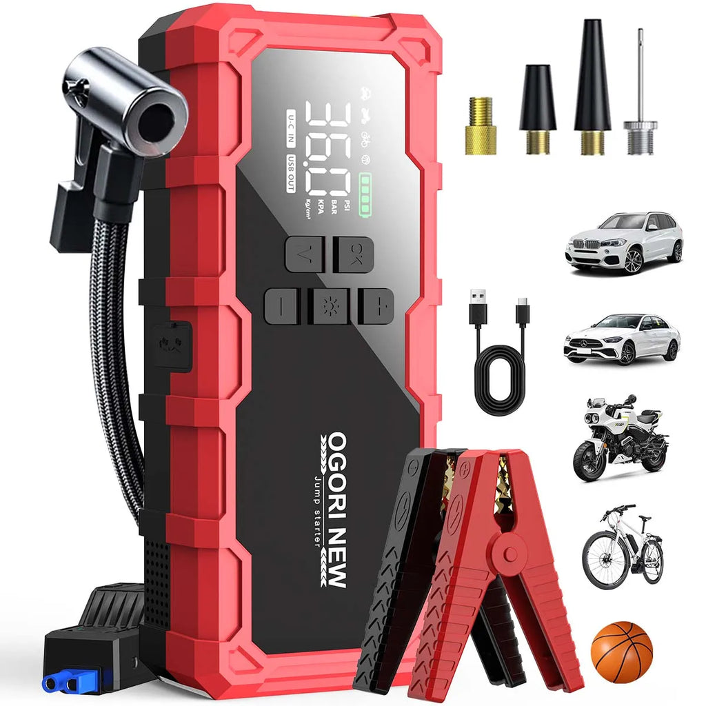 AUTO Starter with Air Compressor 150PSI 10000A Portable Starter Battery Pack (10.0L Gasoline/16.0L Diesel)