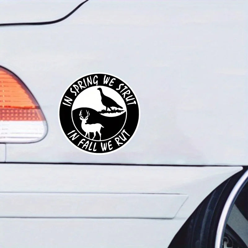 Deer /Turkey Strut 'n Rut Pattern, Weatherproof No Residue Sticker for Car Truck Windows