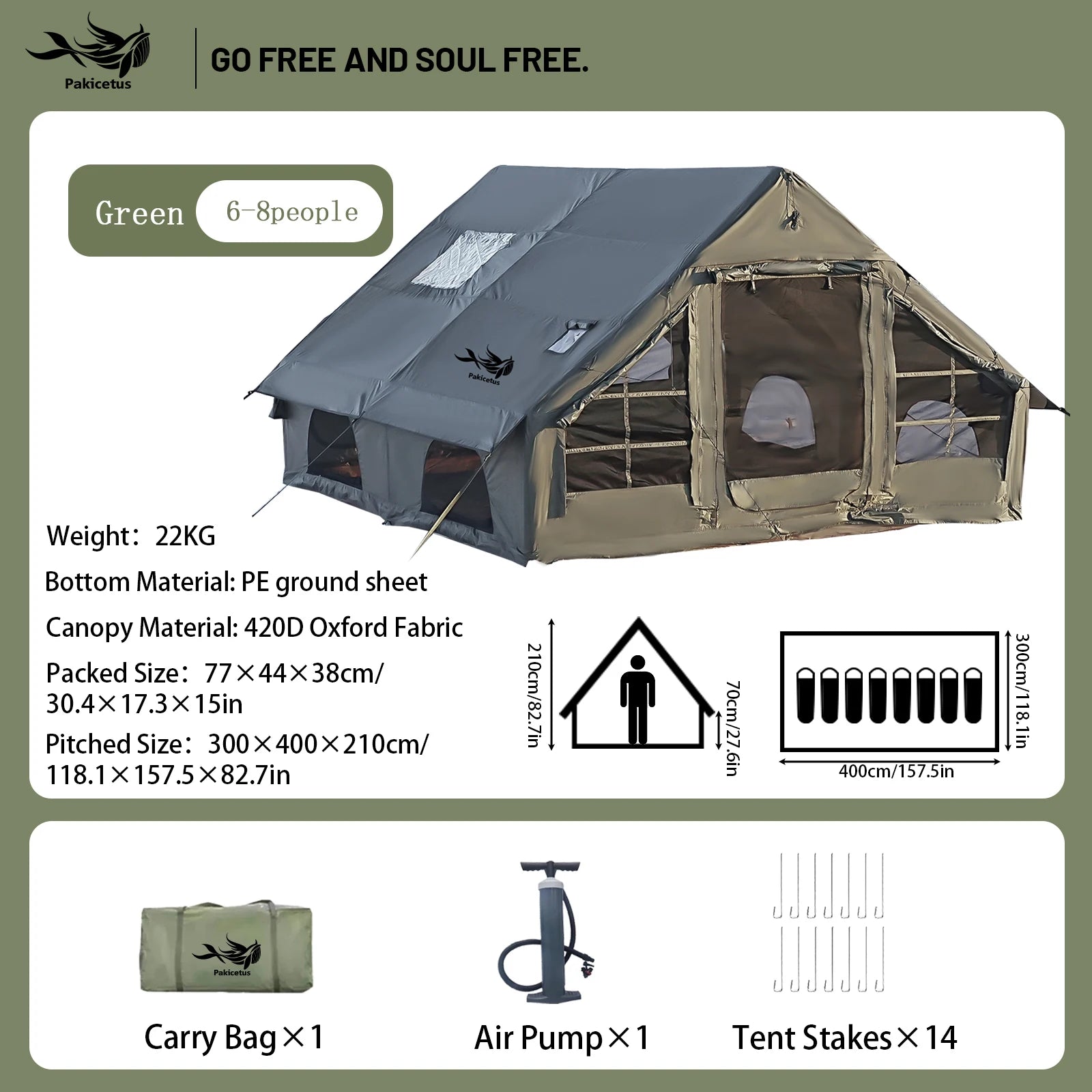 Quick Setup Inflatable Tent, Waterproof Family Tent for All Occasions, Portable Air Tent with Carry Bag