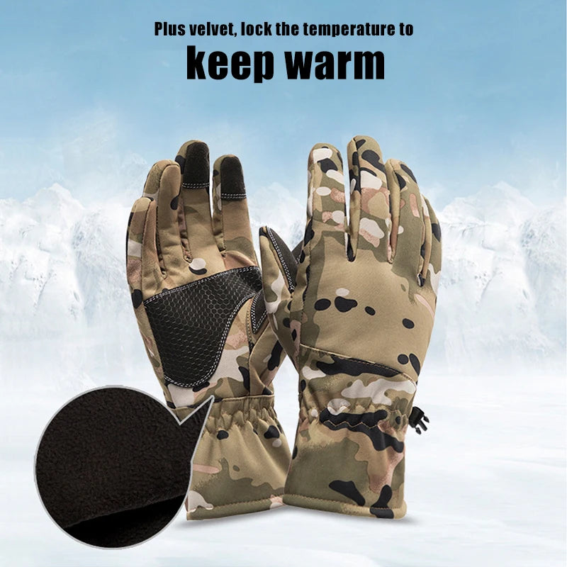Camouflage Hunting Warm Non-Slip Fishing Gloves Waterproof  Sport Gloves