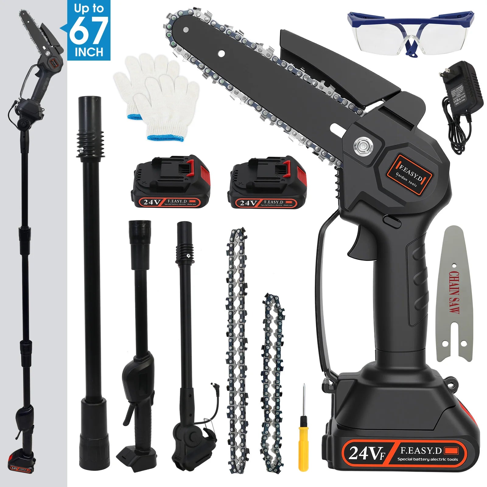 Timberline Package Deal/2-in-1 Cordless Pole Saw 6 inch& 4 inch Bar
