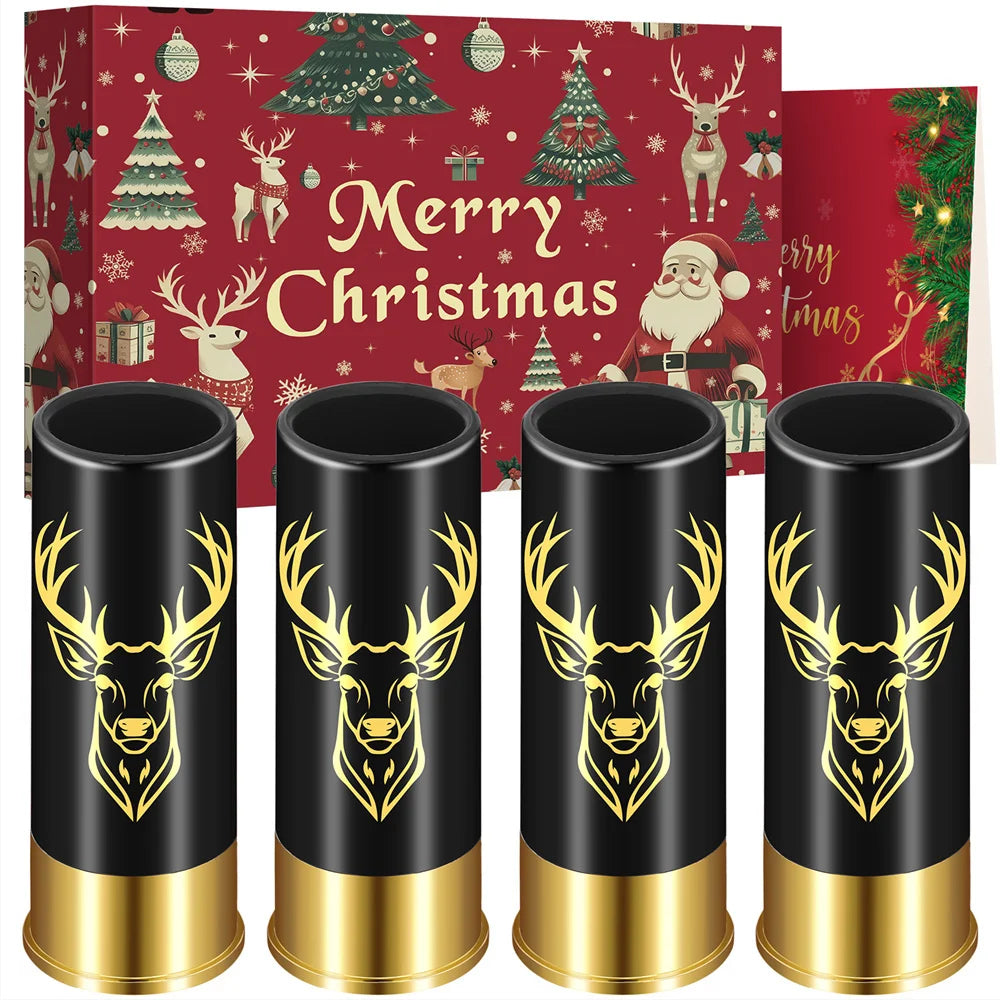 Give Him Elk ! 4pcs/Set Elk Head Decor 12 GA Plastic Shot Glasses for Hunters