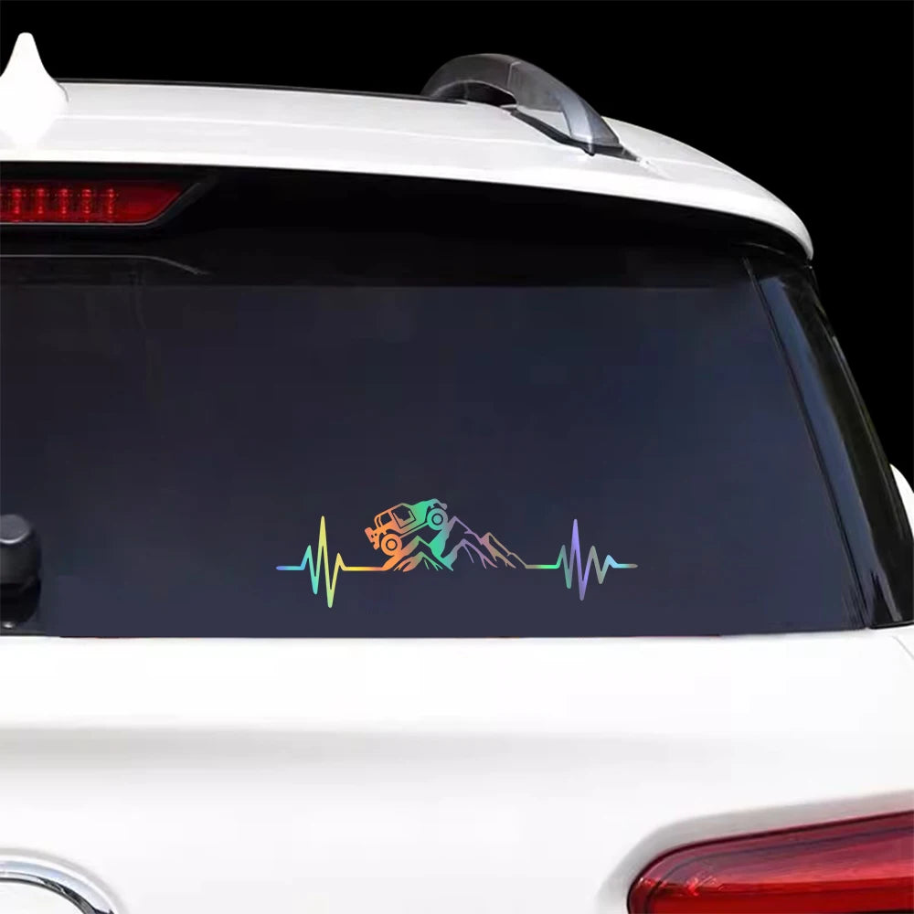 NEW ITEM ! Reflecitve Heartbeat Off Road Mountain Climb Graphics Decal Outdoors