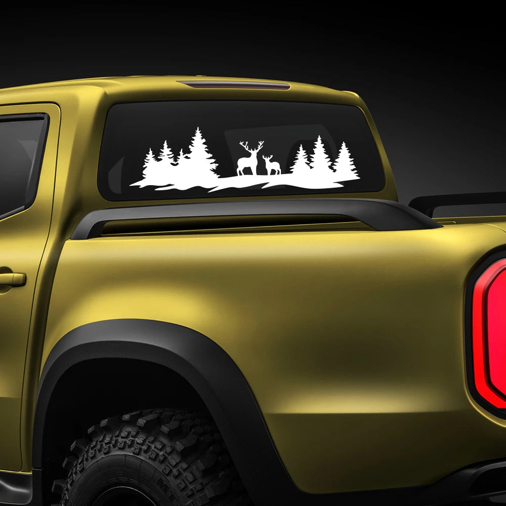 Hunting Deer Trees Sticker Pickup Truck Window Back Door Tailgate Vinyl