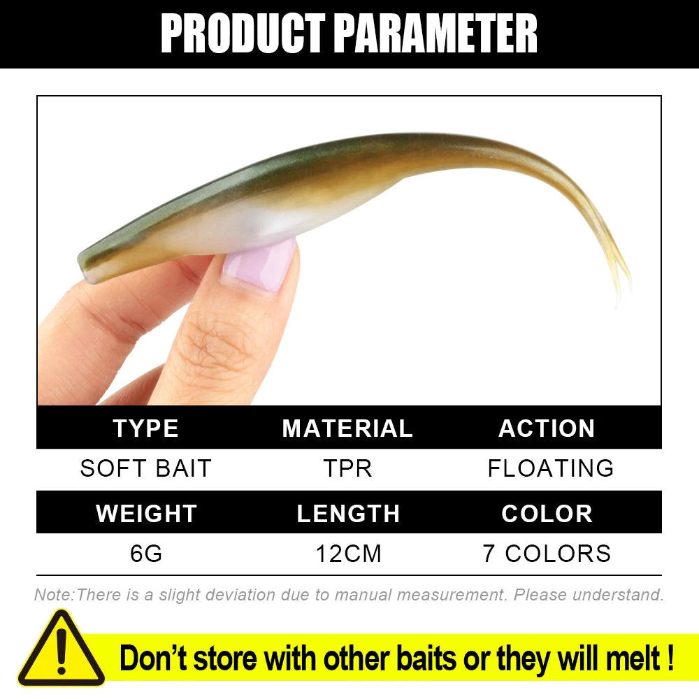 Spinpoler TPR Soft Bait Floating 12cm Jerk Minnow Fishing Shad Super Soft Flexible For Zander Pike Perch Bass Sea Fish Pesca