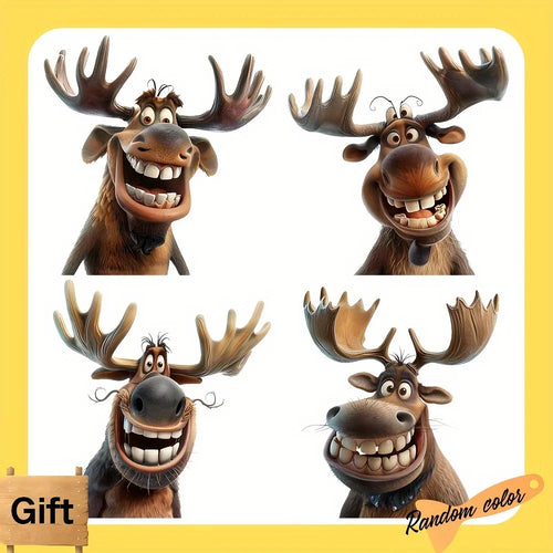 4PCS Cartoon Moose Car Stickers for Auto Window /Bumper/Side Body /Trunk Waterproof