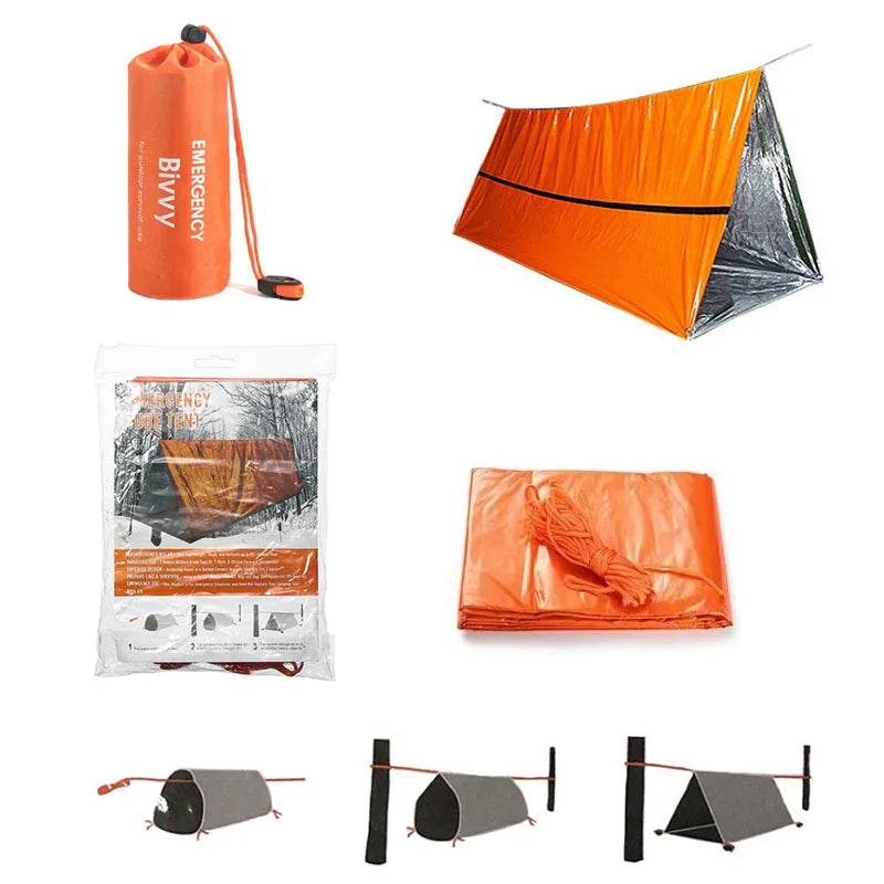 2 Person Emergency Shelter Survival Tent Kit Mylar Tube Tent /Waterproof