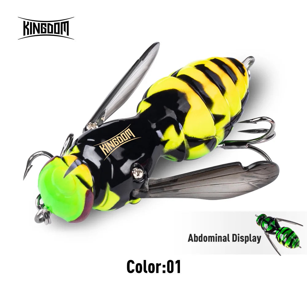 Kingdom Wasp Crawl Bait / Floating Insect Bionic Hard Baits For Bass Fishing