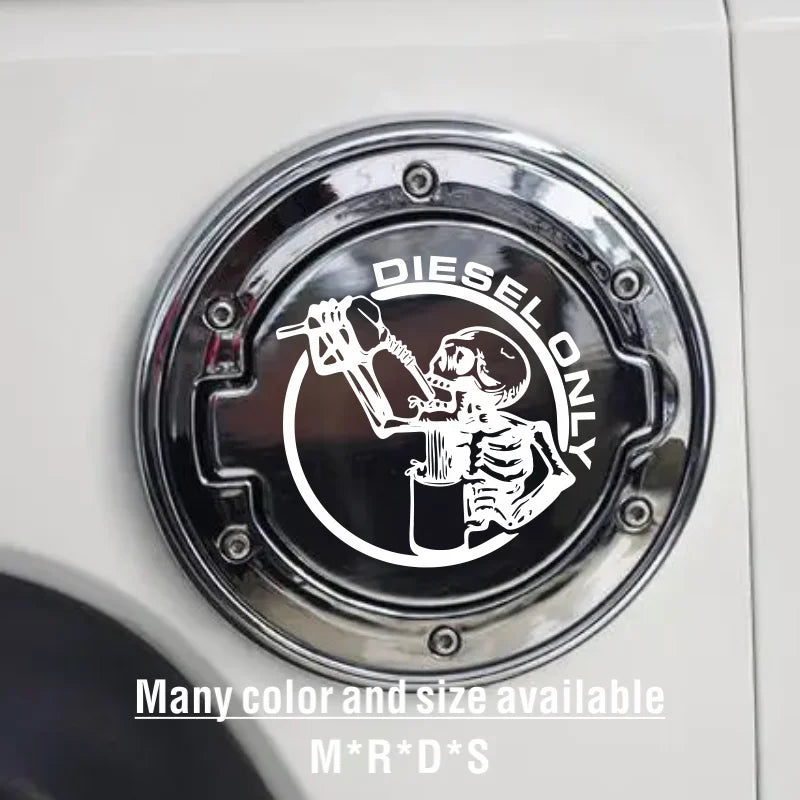 Diesel Only Skeleton Skull Car Sticker Decal for Fuel Tank Cap Truck