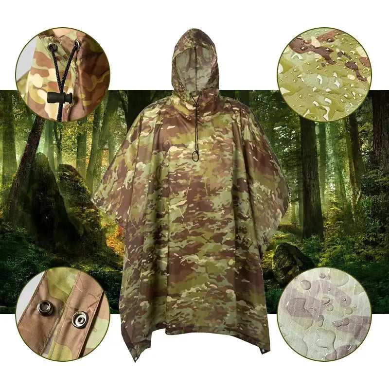 Outdoor Breathable Camouflage Poncho  Travel Rain Gear