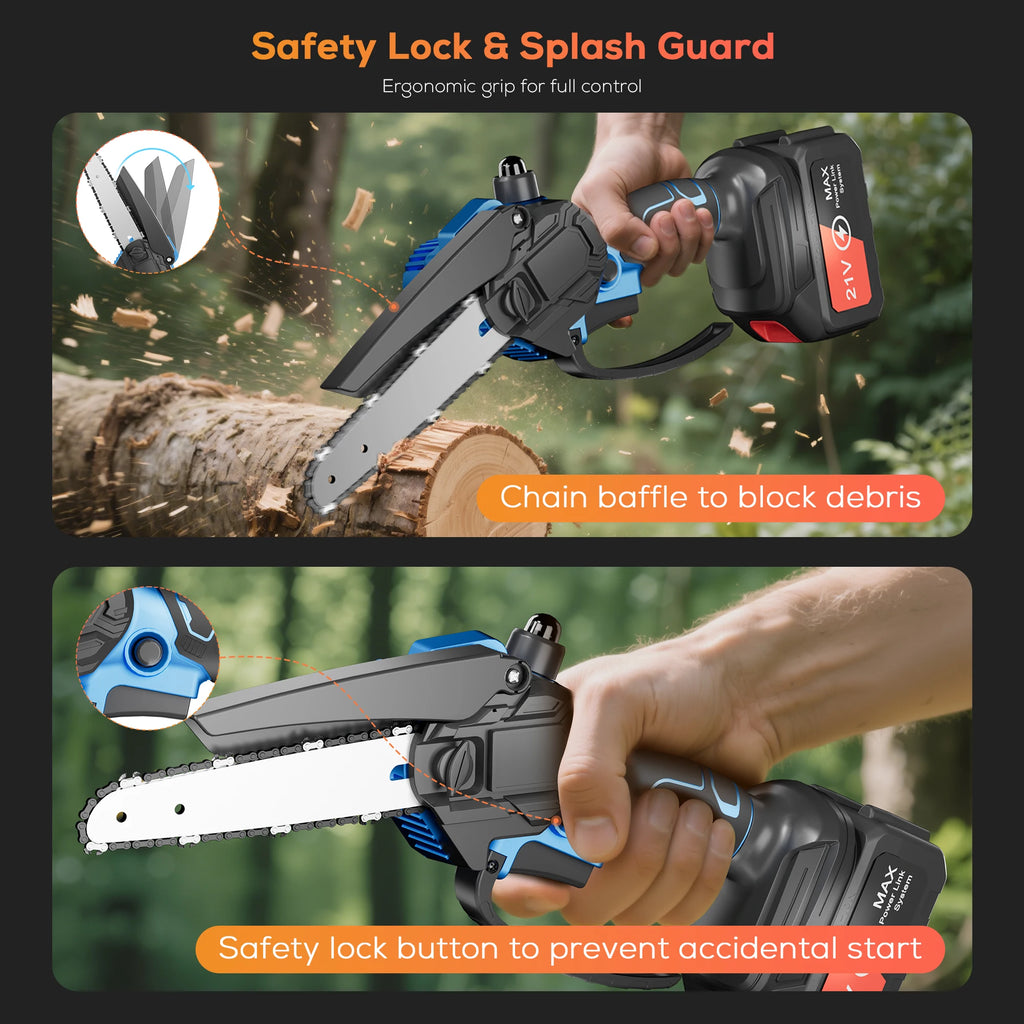 Outdoors Choice , 6 Inch Portable Electric Chainsaw with 2 Batteries&Plastic Box,