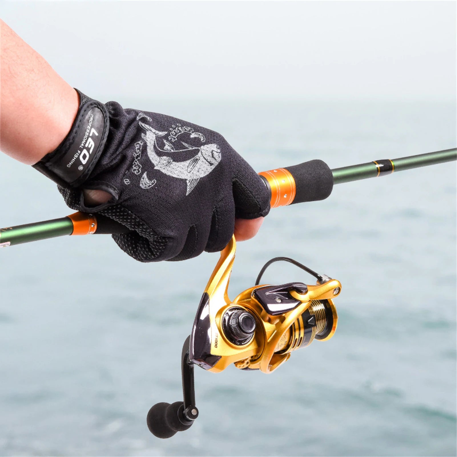 Quick Dry With Three Fingers Exposed Lightweight Angling Gloves For Men /Women