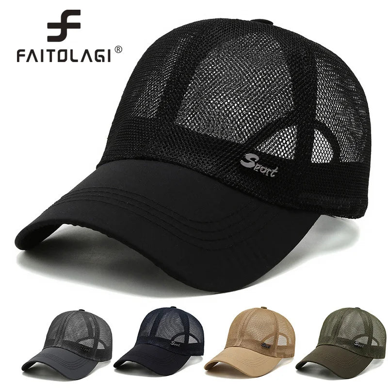 New Men Summer Mesh Cool Trucker Sunhat Long Brim