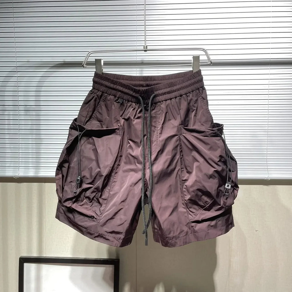 Men Shorts Summer /Cool Feeling Quick Dry Wide Leg /Functional Wind Large Pockets Trendy Men  Shorts