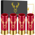 4pcs/Set Small Wine Cup Gift Box Creative Deer Head Pattern Plastic 12 GA Shot Glasses Wedding Party Drinkware Cup Gift