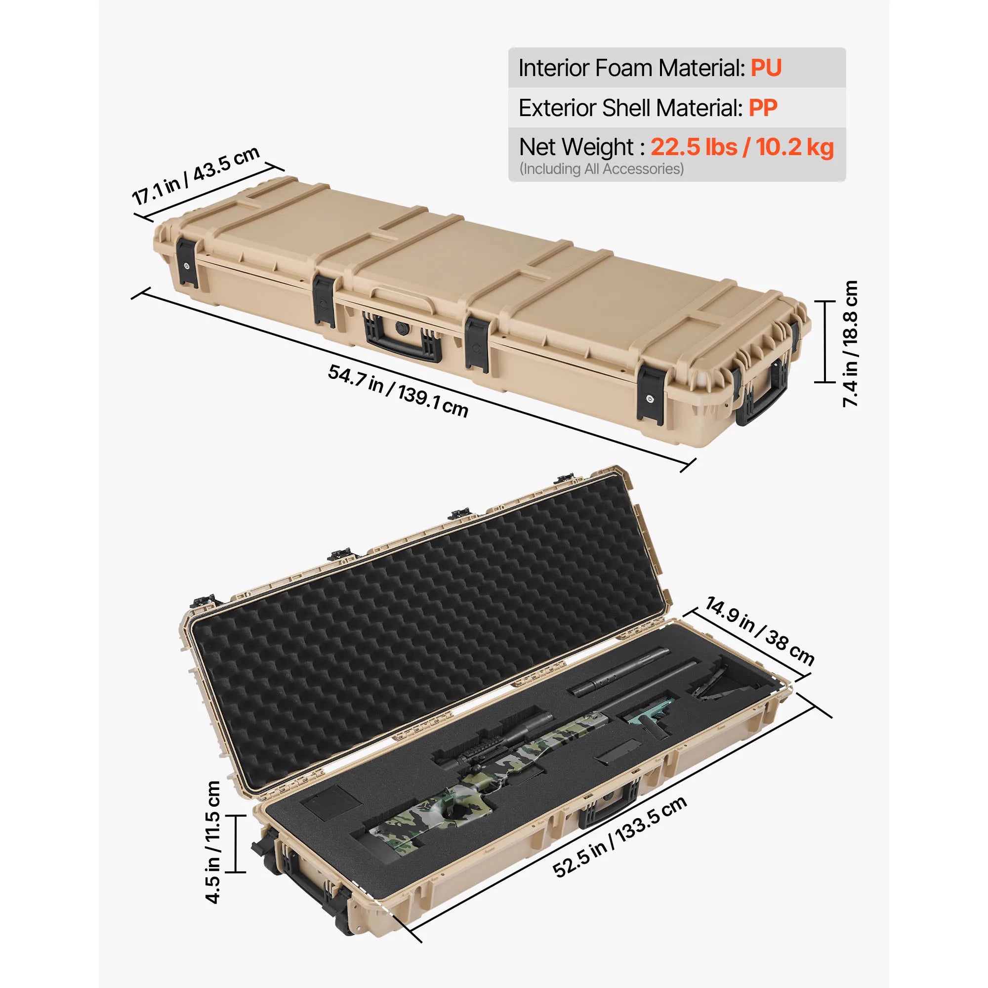 Easy Roll Hard Core Lockable Rifle Case with  Waterproof  for Pistol ,Rifles &Shotguns