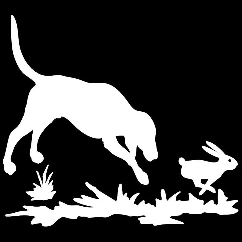 Rabbit And Dog Hunting Window Funny Cartoon Automobiles Motorcycles Exterior Accessories