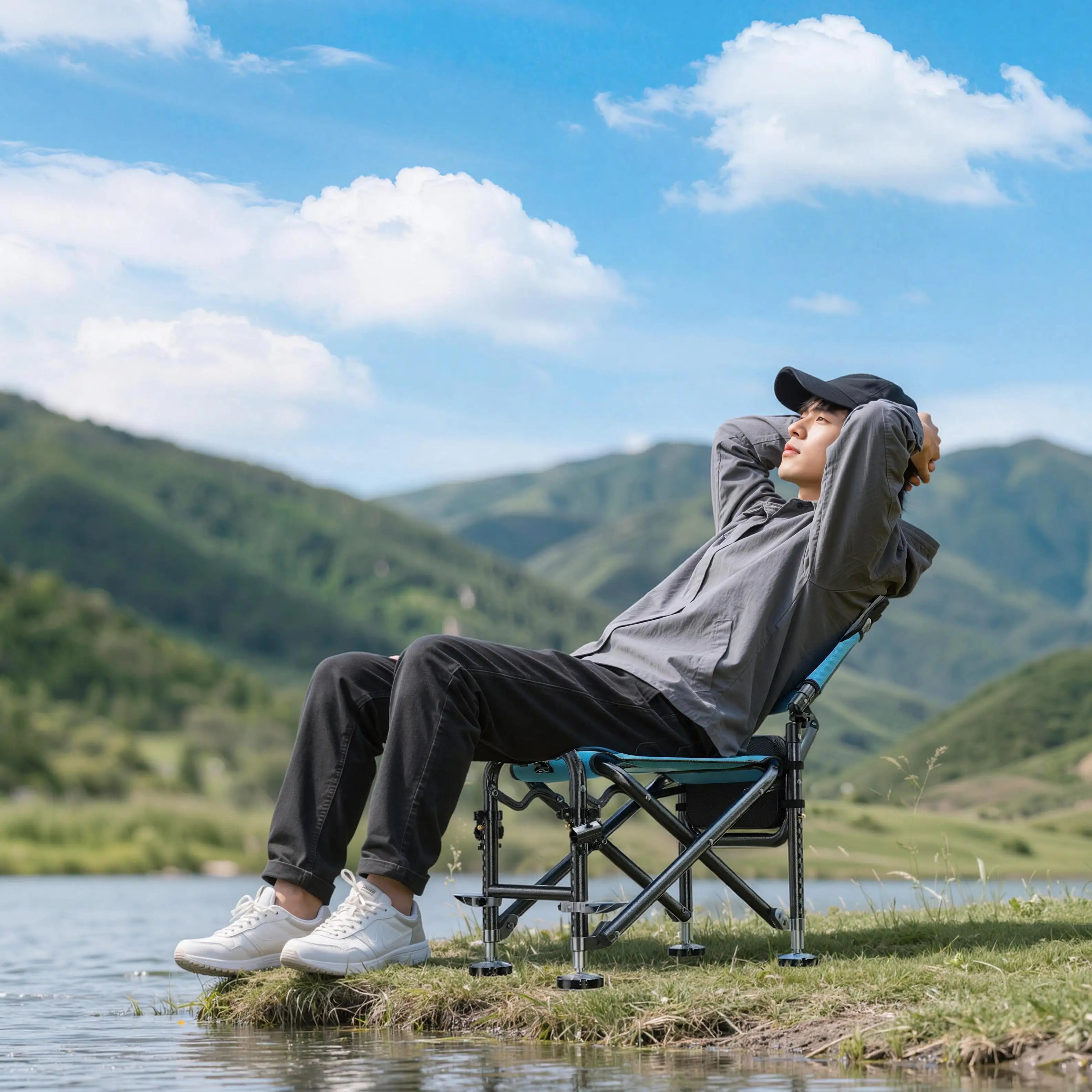 Functional Folding Fishing Chair | Adjustable Backrest with Armrests, Wide Portable Seat for Outdoors