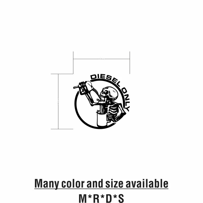 Diesel Only Skeleton Skull Car Sticker Decal for Fuel Tank Cap Truck