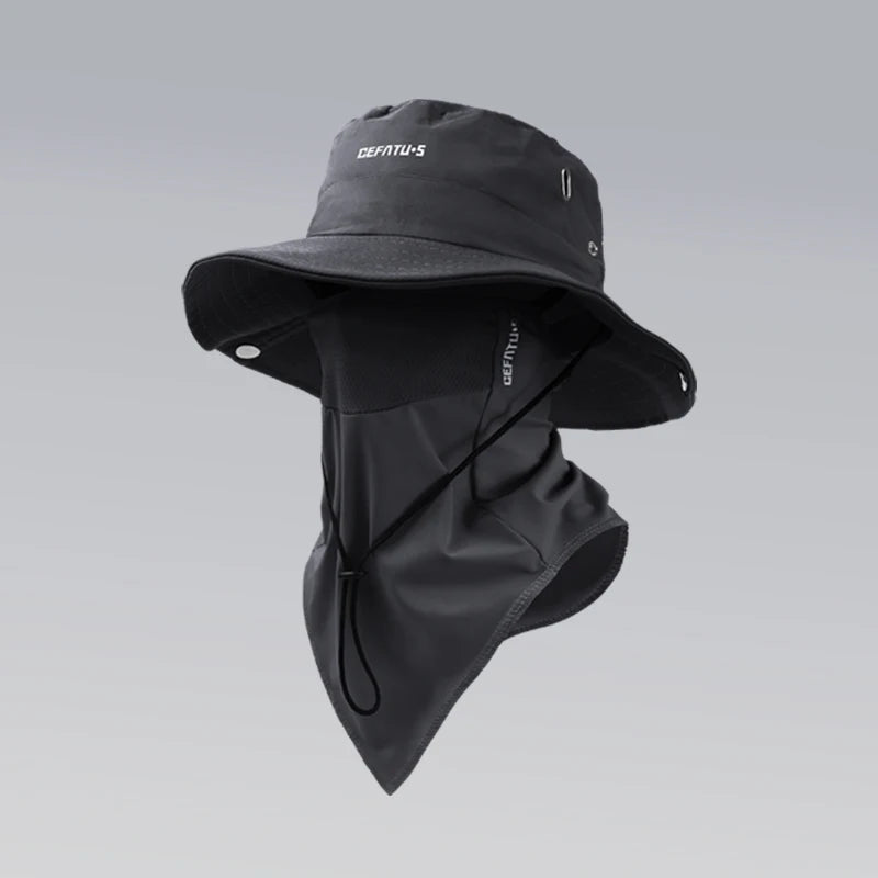 Sun hat+face mask, solid color foldable brim,for all outdoor activities