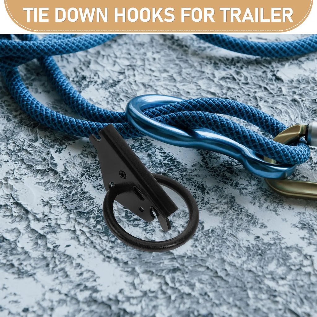 Black O Shape Ring Buckle Tie Down Hooks Heavy Duty Anchors Vehicle Cargo Hooks Truck Lashing Ring E Track Fittings Ratchet