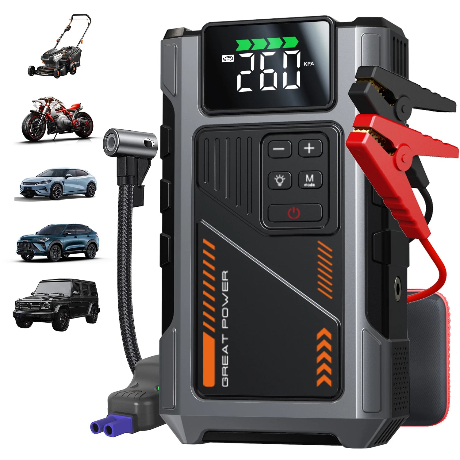 ALL NEW ITEM!! Jump Starter  3000A Peak Jump Starter Battery Pack with 50 PSl Compressor