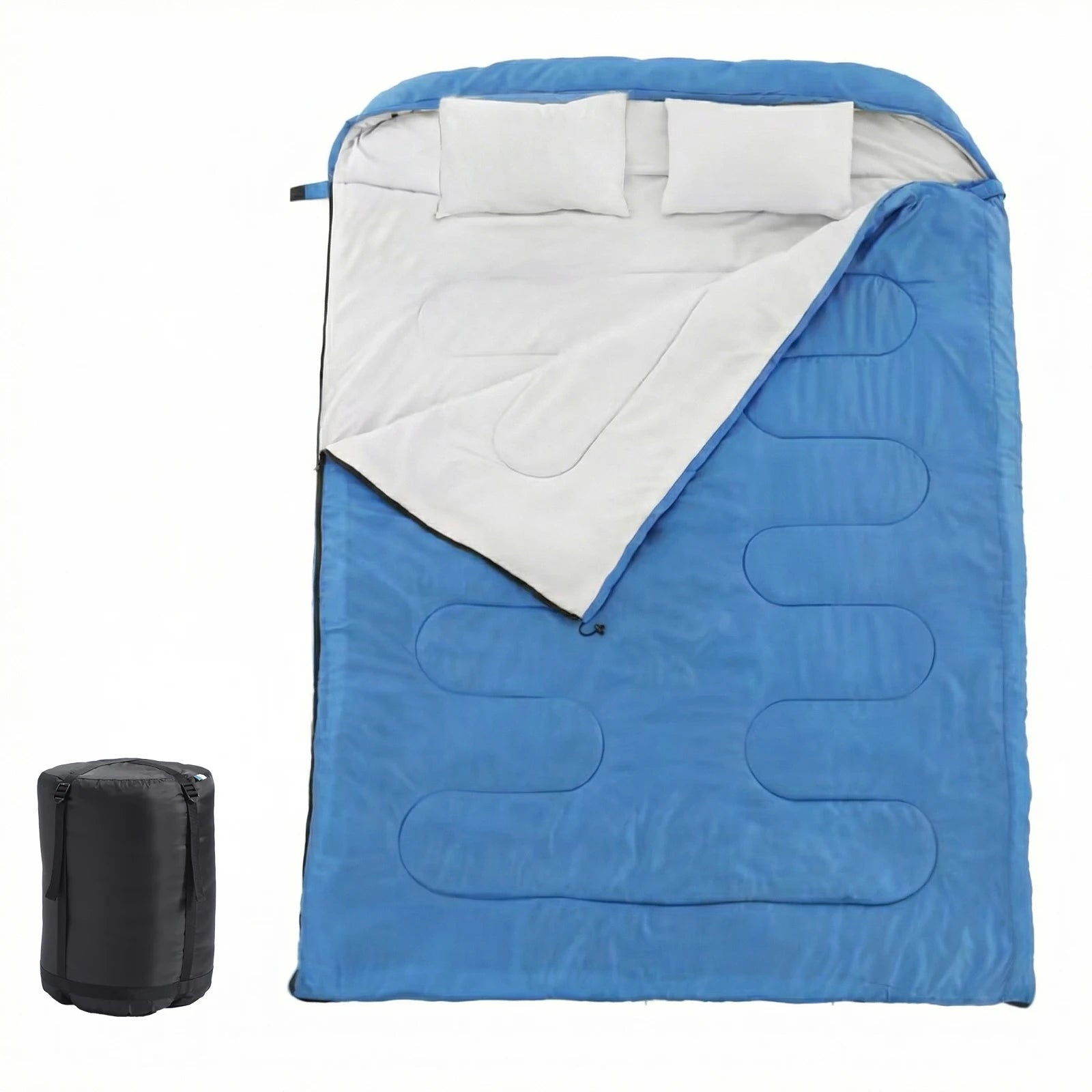 Couples/ Double Sleeping Bag for Adults with Pillow Lightweight 3 Season Comfort