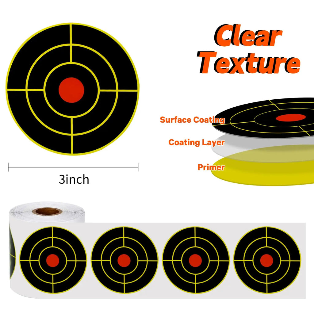 Dead Eye-3 Inch Splatter Targets - 200 Pcs Reactive Paper Target Stickers for Archery Practice