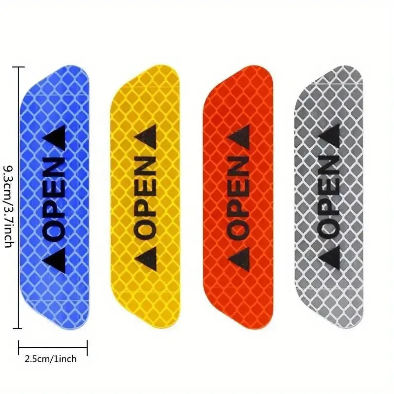 ALL NEW ITEM! 4 pack  Door Reflective Safety Stickers for Night Visibility. Easy to Apply,