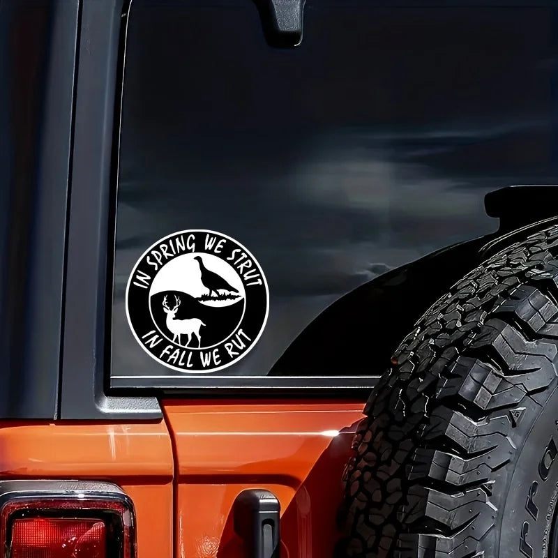 Deer /Turkey Strut 'n Rut Pattern, Weatherproof No Residue Sticker for Car Truck Windows
