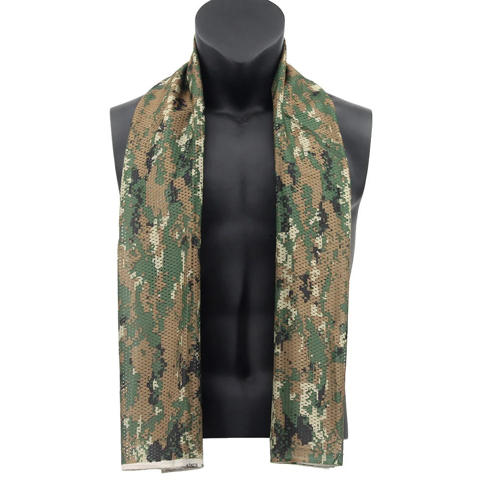 Hunting Mesh Breathable Scarf 165*48cm Tactical Bandana Special Operations Camouflage Face Towel Rifle Camouflage Net