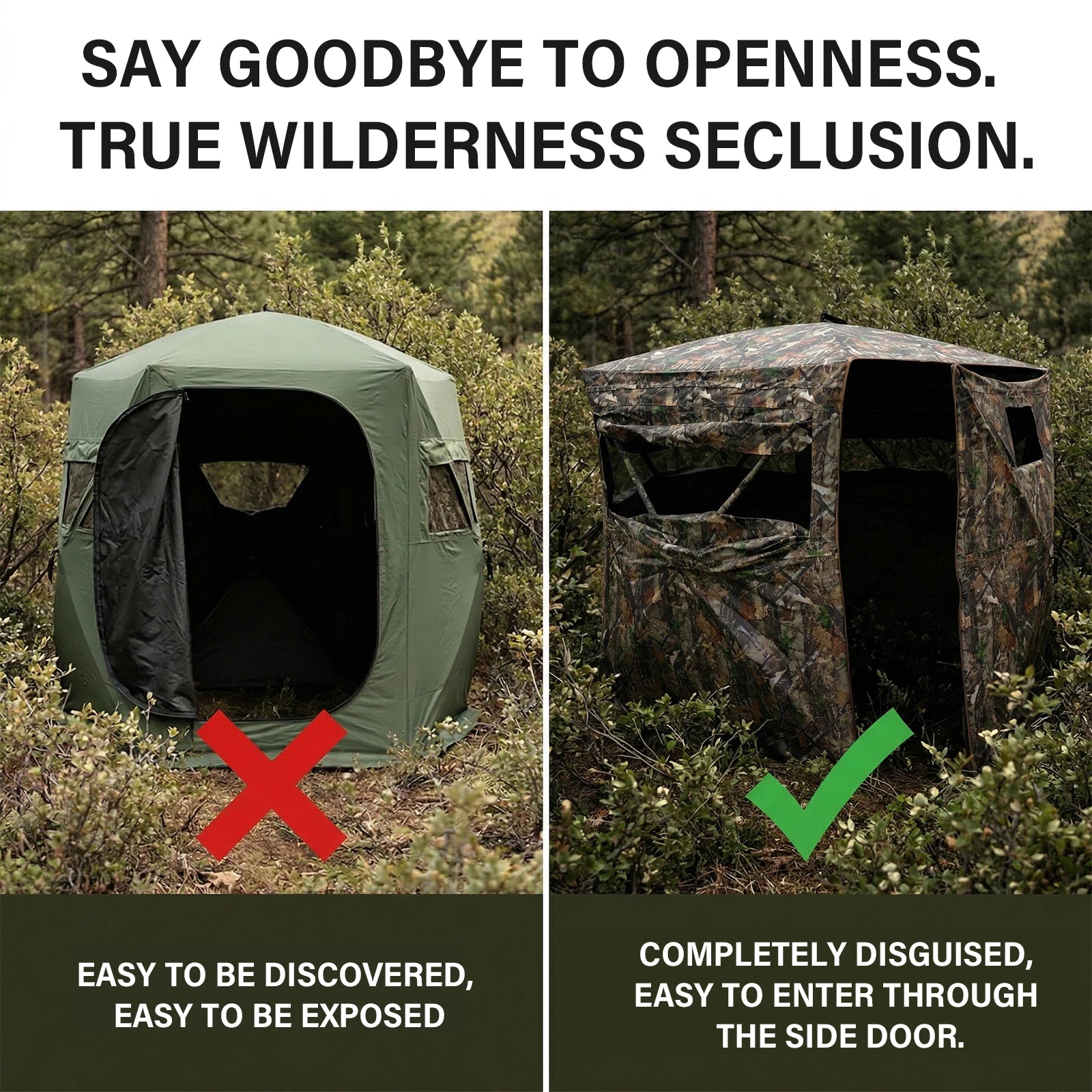 Couples Hunting Blind Easy Setup Ground Shelter Outdoor Camo Blind with Storage
