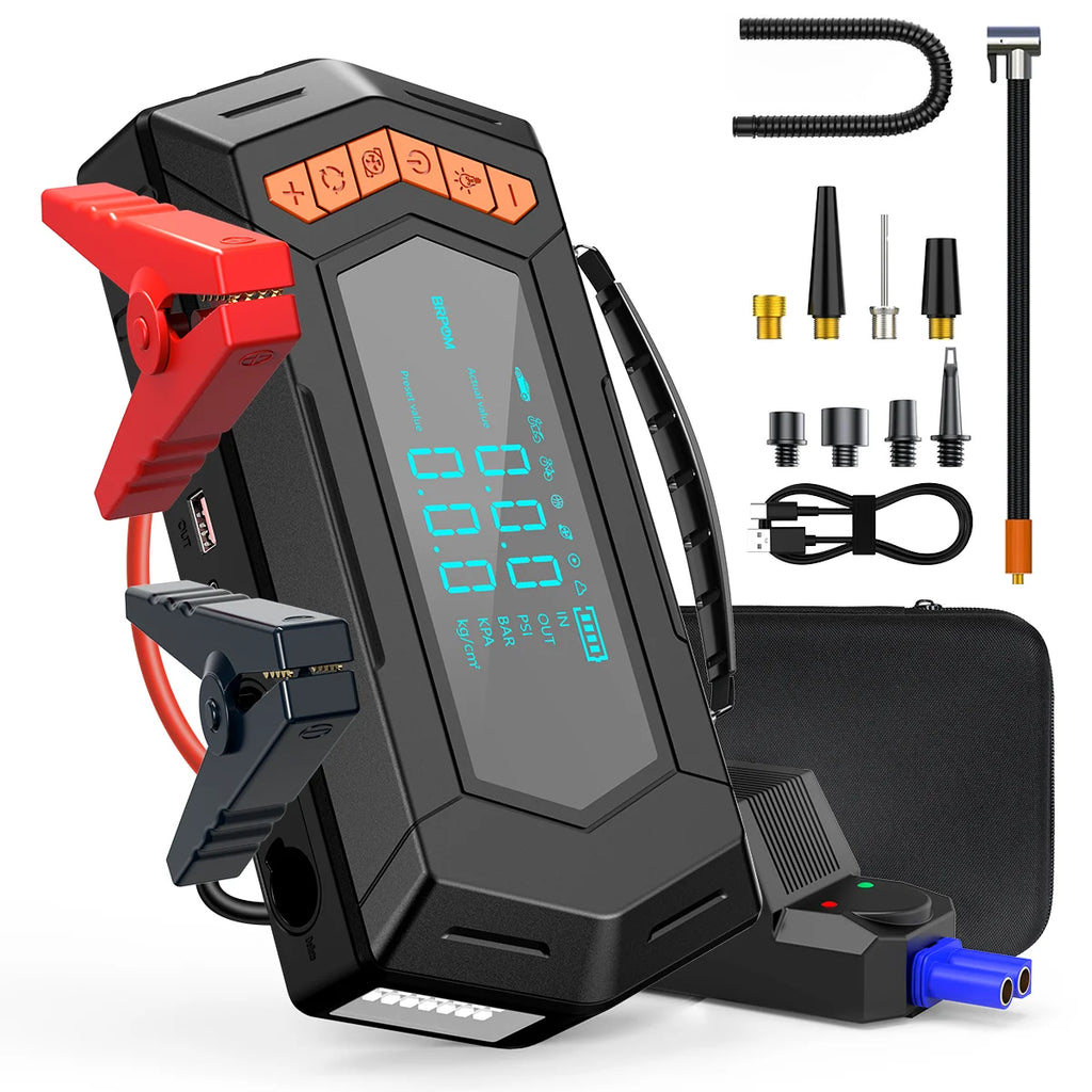 AUTO Starter with Air Compressor 150PSI 10000A Portable Starter Battery Pack (10.0L Gasoline/16.0L Diesel)