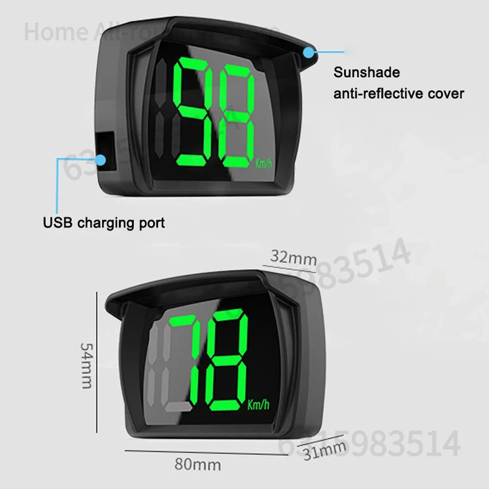 Speedometer MPH Digital Head Up Display Large LED Font For Reminder of Speed
