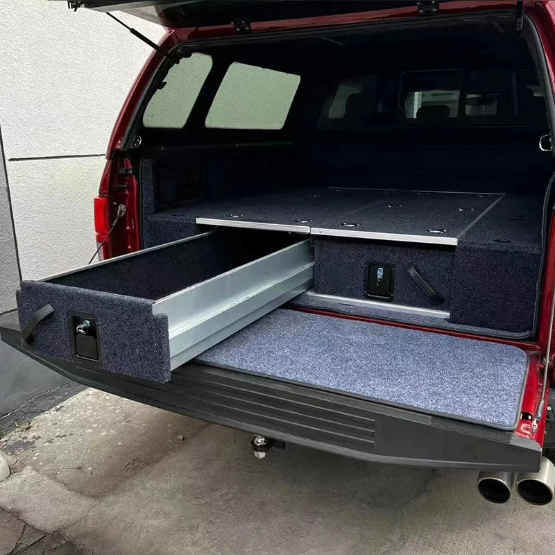 High Quality 4X4 Aluminum Pickup Truck Bed Camping Slide Out Drawer Decked Rear Storage System for F150