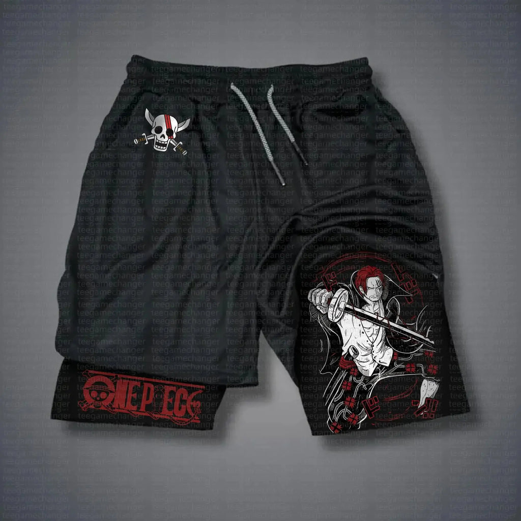 2026 ONE PIECE Classic Anime Printed Double-layer Summer Men's Loose Sports Breathable Shorts