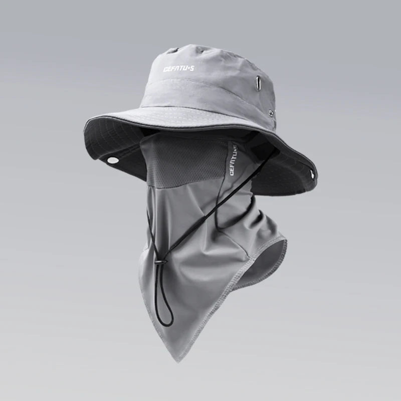 Sun hat+face mask, solid color foldable brim,for all outdoor activities