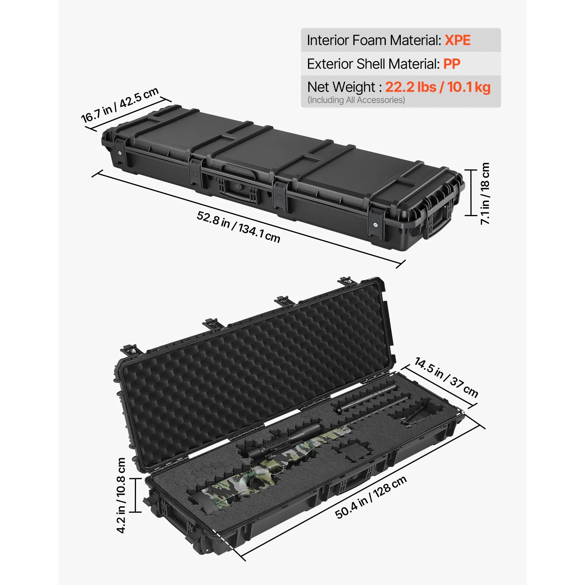 Easy Roll Hard Core Lockable Rifle Case with  Waterproof  for Pistol ,Rifles &Shotguns