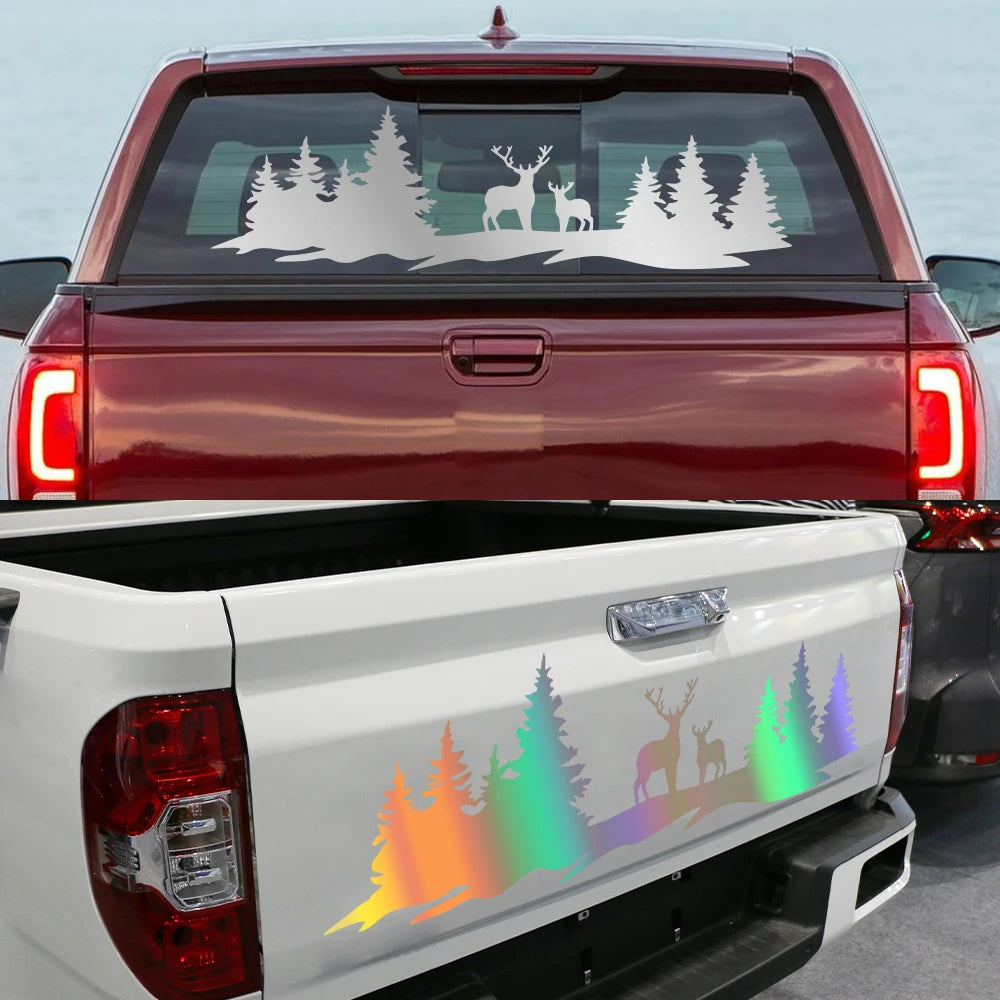 Hunting Deer Trees Sticker Pickup Truck Window Back Door Tailgate Vinyl