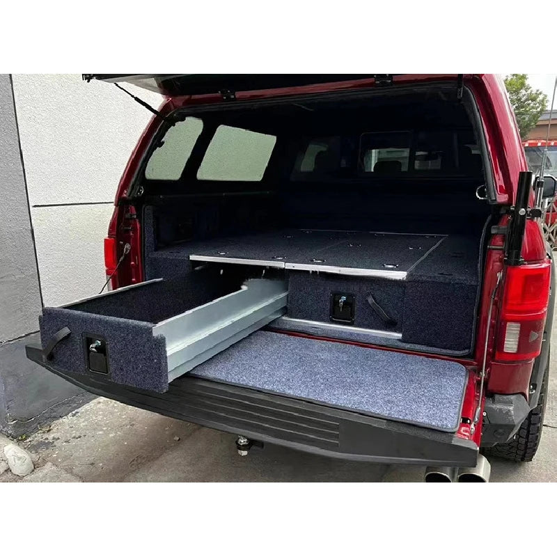 High Quality 4X4 Aluminum Pickup Truck Bed Camping Slide Out Drawer Decked Rear Storage System for F150