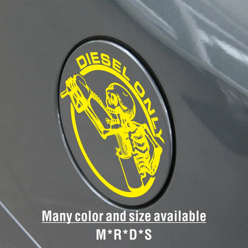 Diesel Only Skeleton Skull Car Sticker Decal for Fuel Tank Cap Truck