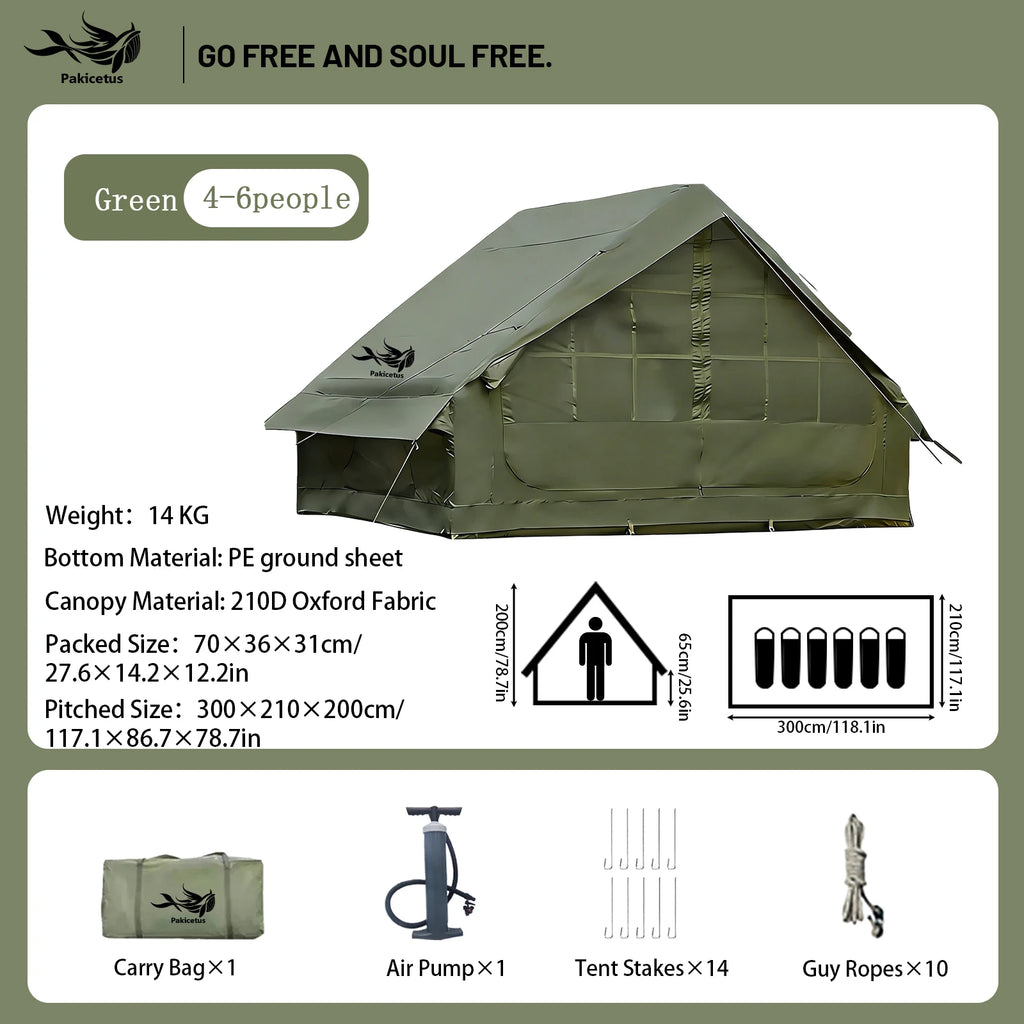 Quick Setup Inflatable Tent, Waterproof Family Tent for All Occasions, Portable Air Tent with Carry Bag